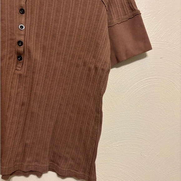 Ruff Hewn Brown Ribbed Button-Down Top - Picture 6 of 7